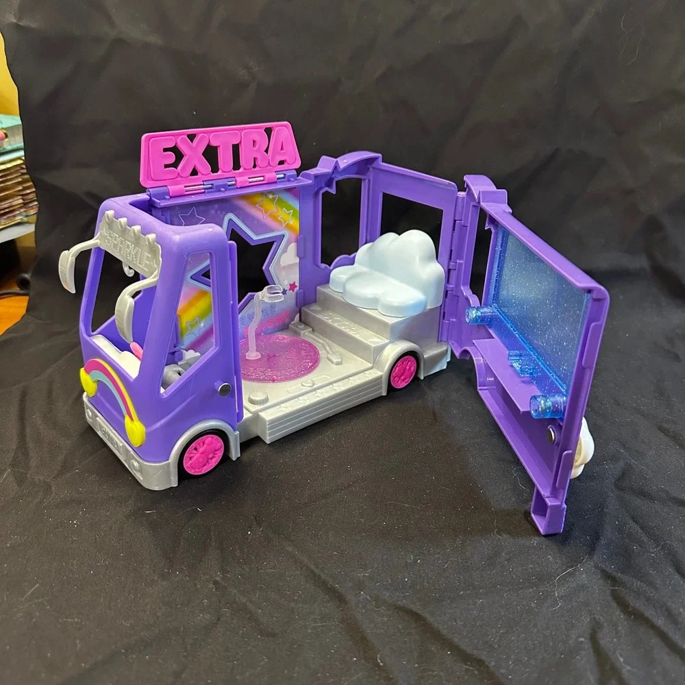Barbie Extra Tour Bus Playset Purple Rainbow Sparkle Vehicle GYJ25